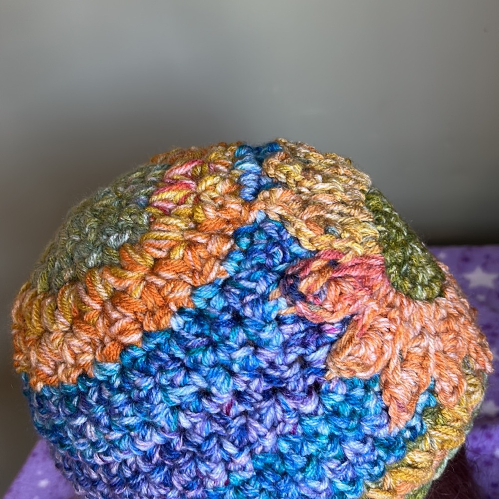 Crochet mammoth sunflower beanie soft acrylic yarn medium new - Picture 8 of 11